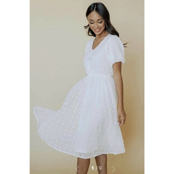 NWT Baltic Born Mila Swiss Dot DRESS •Women XL• White Cottage core Peasant - Picture 1 of 6